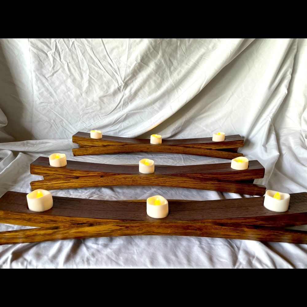 Wine stave candle holder